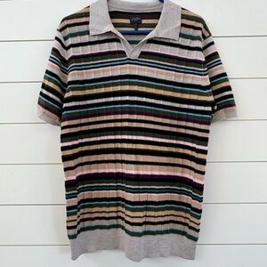 Good Man Brand Striped Polo with Earth Tones